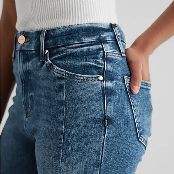 Express Denim - Express High-Rise Skinny Jeans in Medium Blue, Large